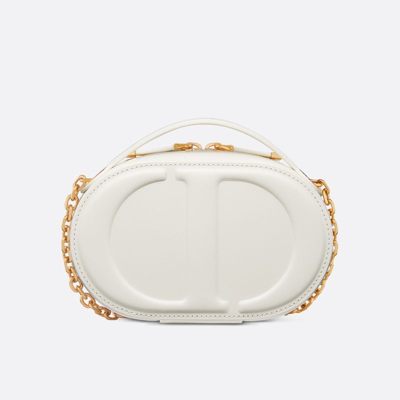 Dior CD Signature Oval Camera Bag Calfskin White Hot Sale