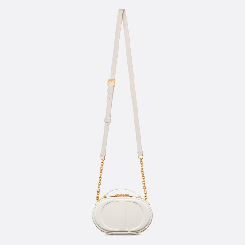 Dior CD Signature Oval Camera Bag Calfskin White Hot Sale