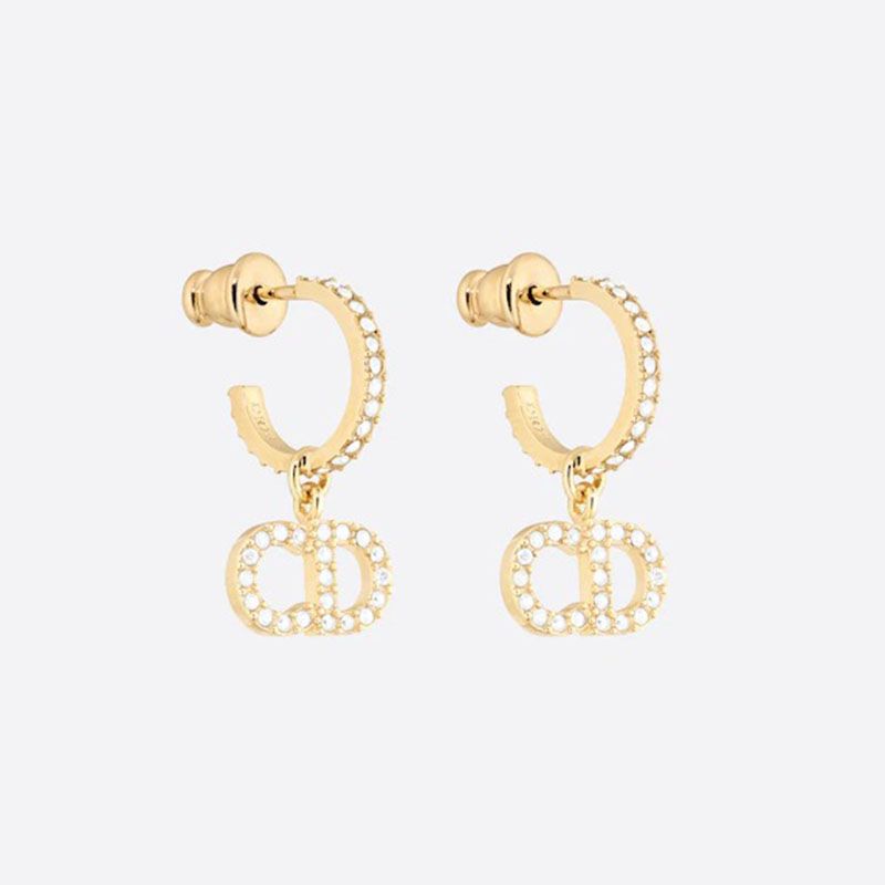 Hot Dior Clair D Lune Earrings Metal And White Crystals Gold