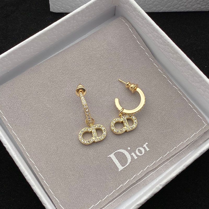 Hot Dior Clair D Lune Earrings Metal And White Crystals Gold