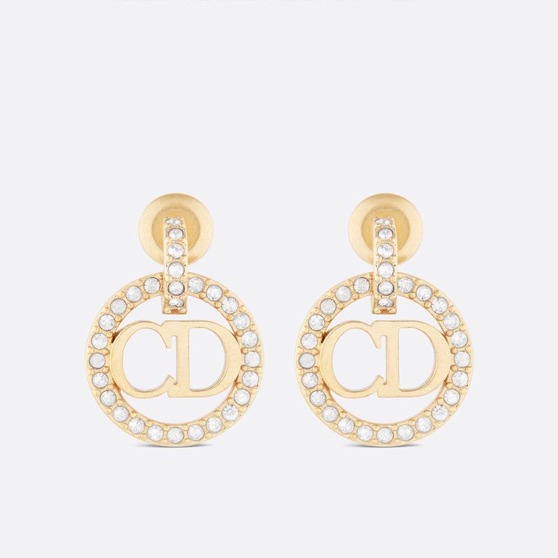 Hot Dior Clair D Lune Earrings Metal and Crystals Gold