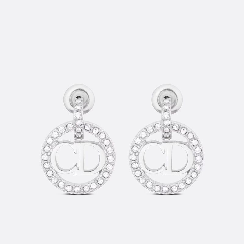 Hot Dior Clair D Lune Earrings Metal and Crystals Silver