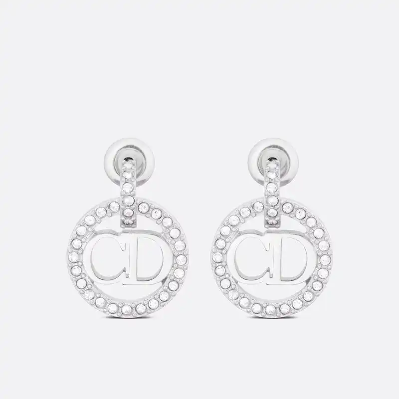 Hot Dior Clair D Lune Earrings Metal and Crystals Silver