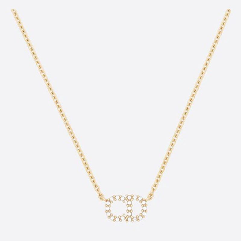 Dior Clair D Lune Necklace Metal White Crystals Gold Hot Sale