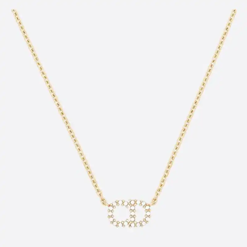 Affordable Hot Dior Clair D Lune Necklace Metal White Crystals Gold