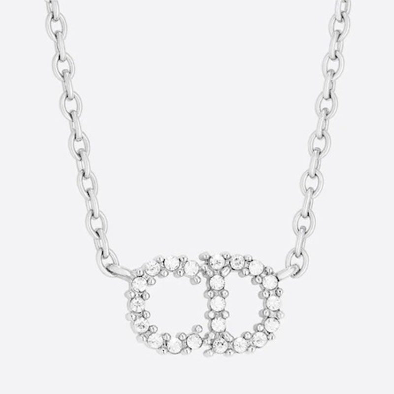 Dior Clair D Lune Necklace Metal White Crystals Silver Hot Sale