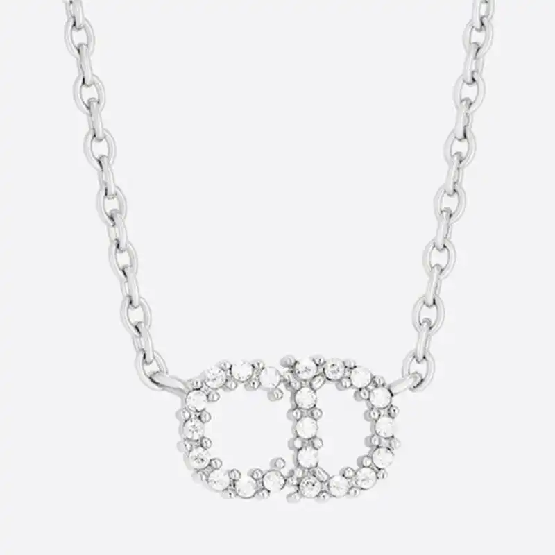 Cheap Hot Dior Clair D Lune Necklace Metal White Crystals Silver