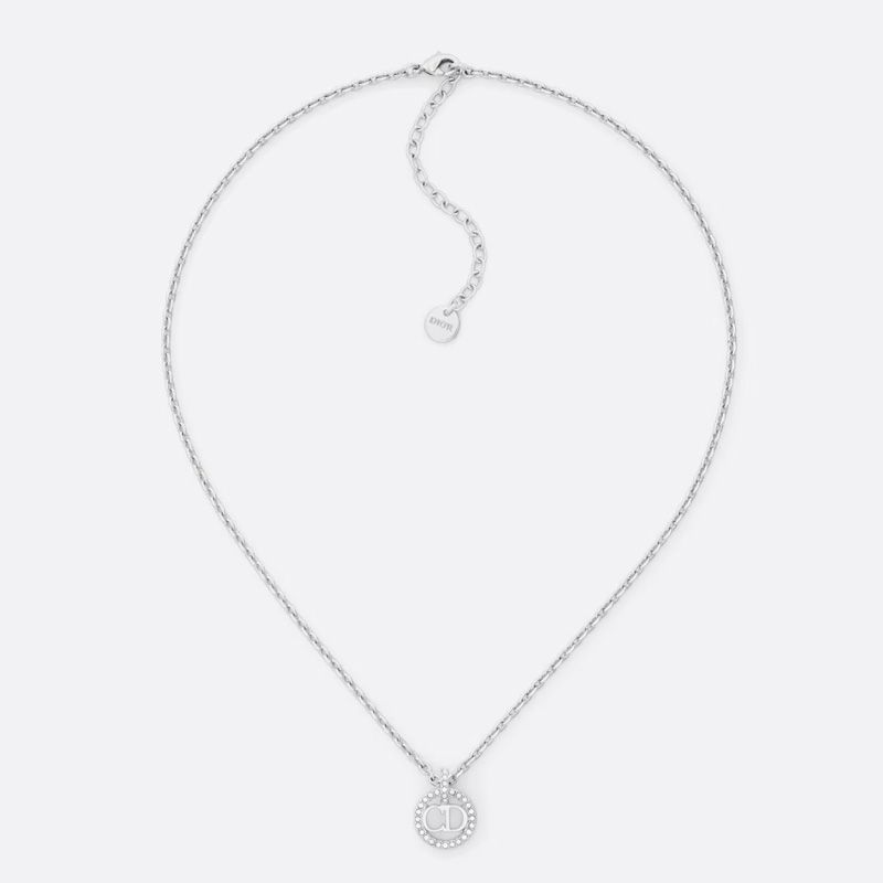 Hot Dior Clair D Lune Necklace Metal and Crystals Silver