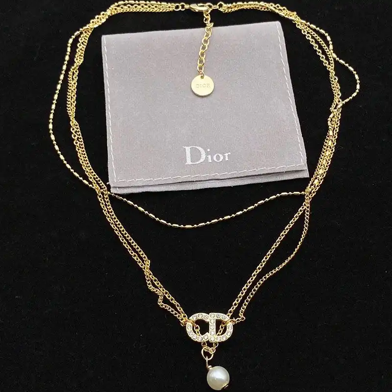 Hot Dior Clair D Lune Necklace Metal And White Crystals With A White Resin Pearl Gold