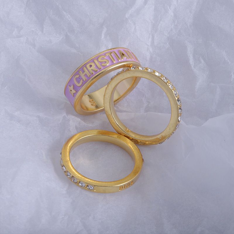 Dior Code Ring Set Metal, Crystals and Lacquer Gold Purple Hot Sale