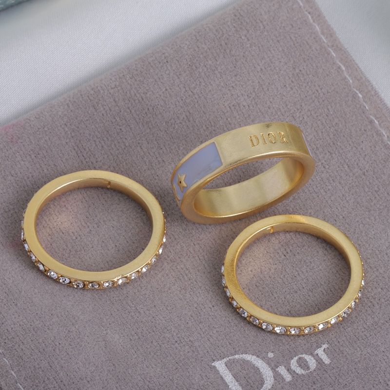 Dior Code Ring Set Metal, Crystals and Lacquer Gold White Hot Sale