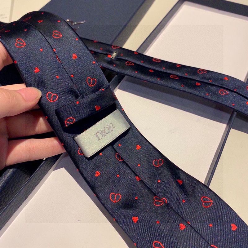 Dior Tie Coeur Hearts Motif Silk Blue Hot Sale