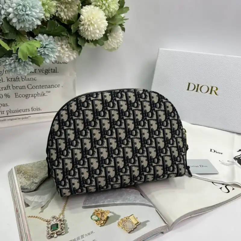 Dior Cosmetic Pouch Oblique Motif Canvas Black Luxury