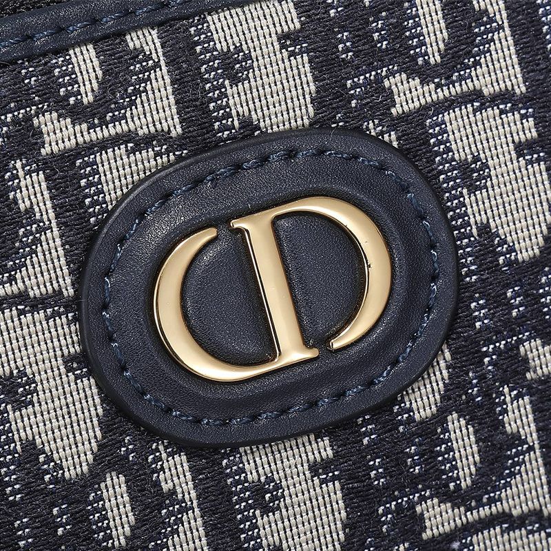 Dior Cosmetic Pouch Oblique Motif Canvas With CD Icon Signature Black Hot Sale