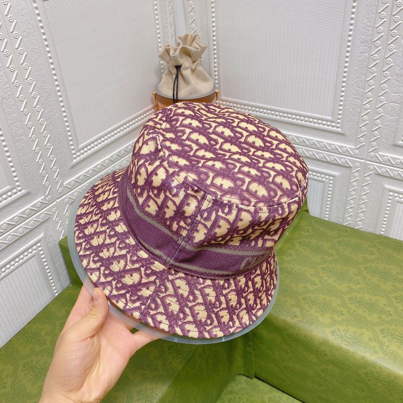 Dior D-Oblique Small Brim Bucket Hat Canvas Purple Hot Sale