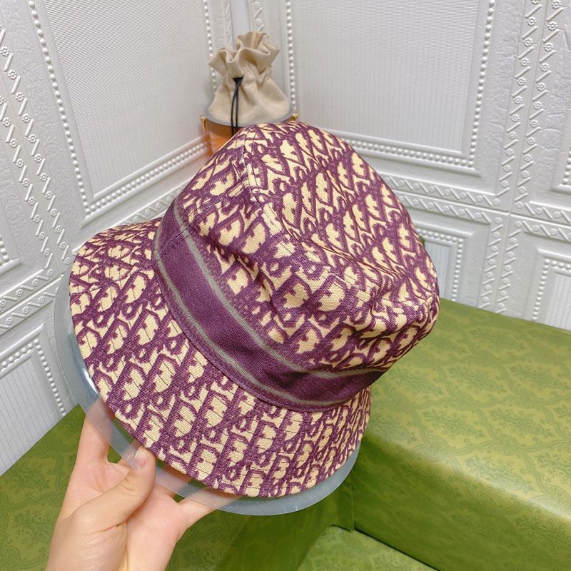 Dior D-Oblique Small Brim Bucket Hat Canvas Purple Hot Sale