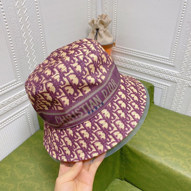 Dior D-Oblique Small Brim Bucket Hat Canvas Purple Hot Sale