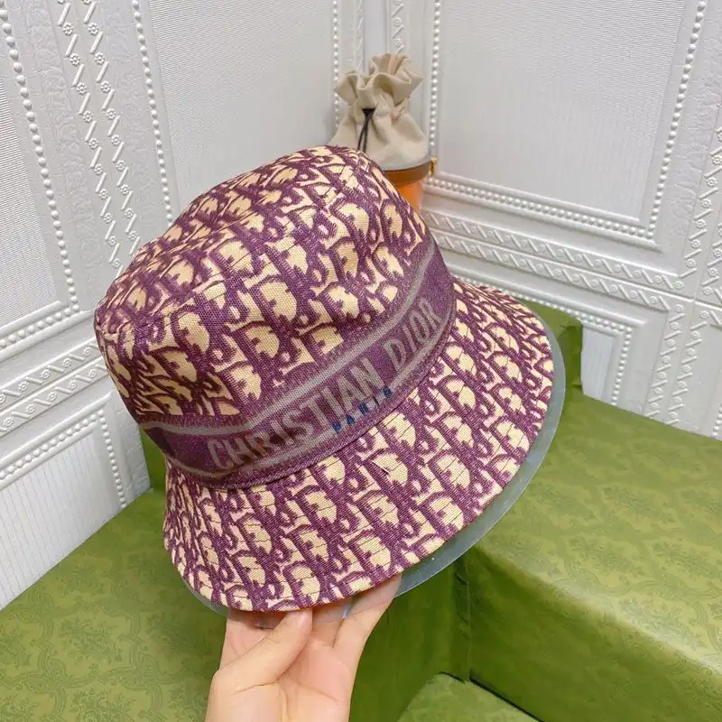 Affordable Hot Dior D-Oblique Small Brim Bucket Hat Canvas Purple