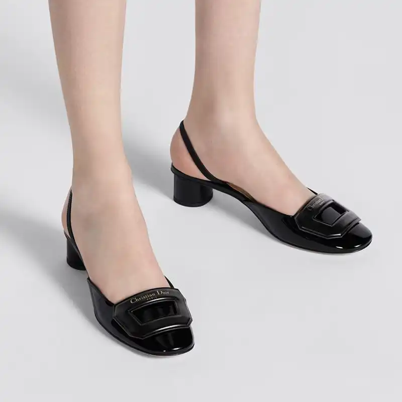 Dior Day Slingback Pumps Women Patent Calfskin Black