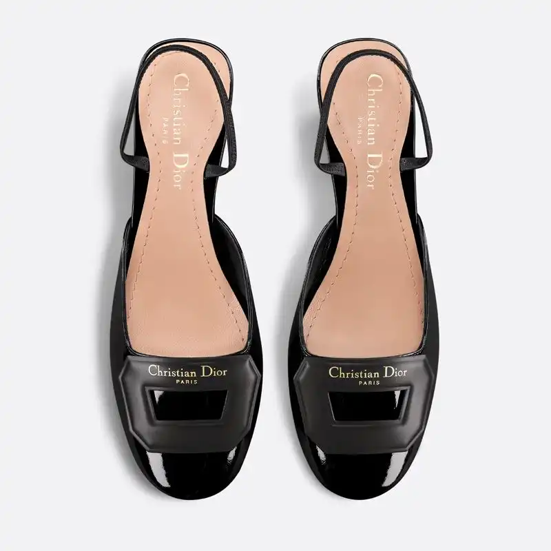 Affordable Hot Dior Day Slingback Pumps Women Patent Calfskin Black