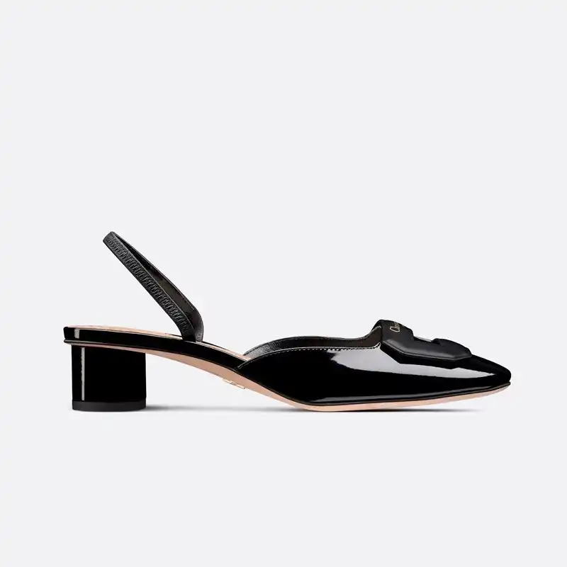 Affordable Hot Dior Day Slingback Pumps Women Patent Calfskin Black