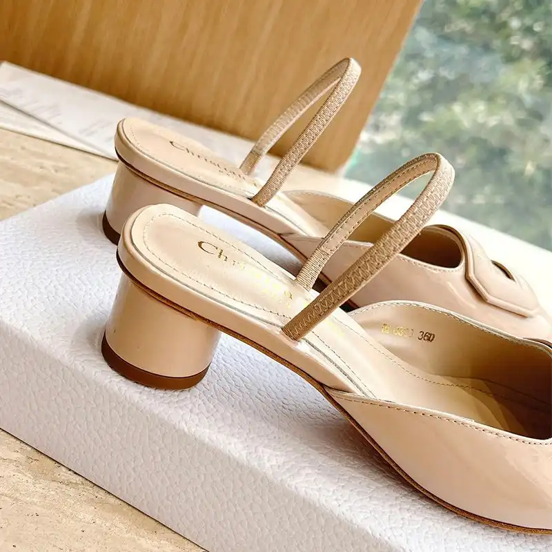 Affordable Hot Dior Day Slingback Pumps Women Patent Calfskin Khaki