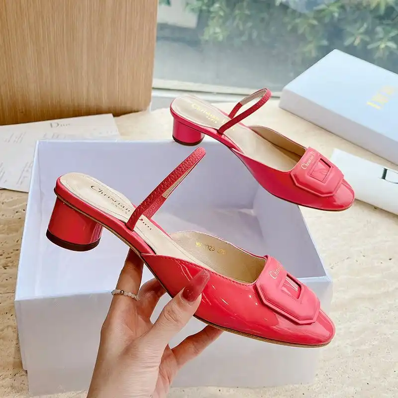 Hot Dior Day Slingback Pumps Women Patent Calfskin Red