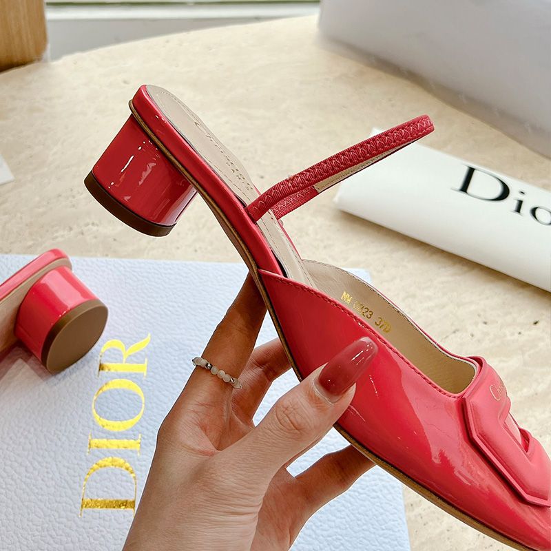 Dior Day Slingback Pumps Women Patent Calfskin Red Hot Sale