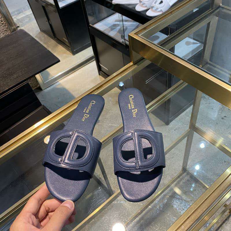 Hot Dior D-Club Slides Women Calfskin Blue