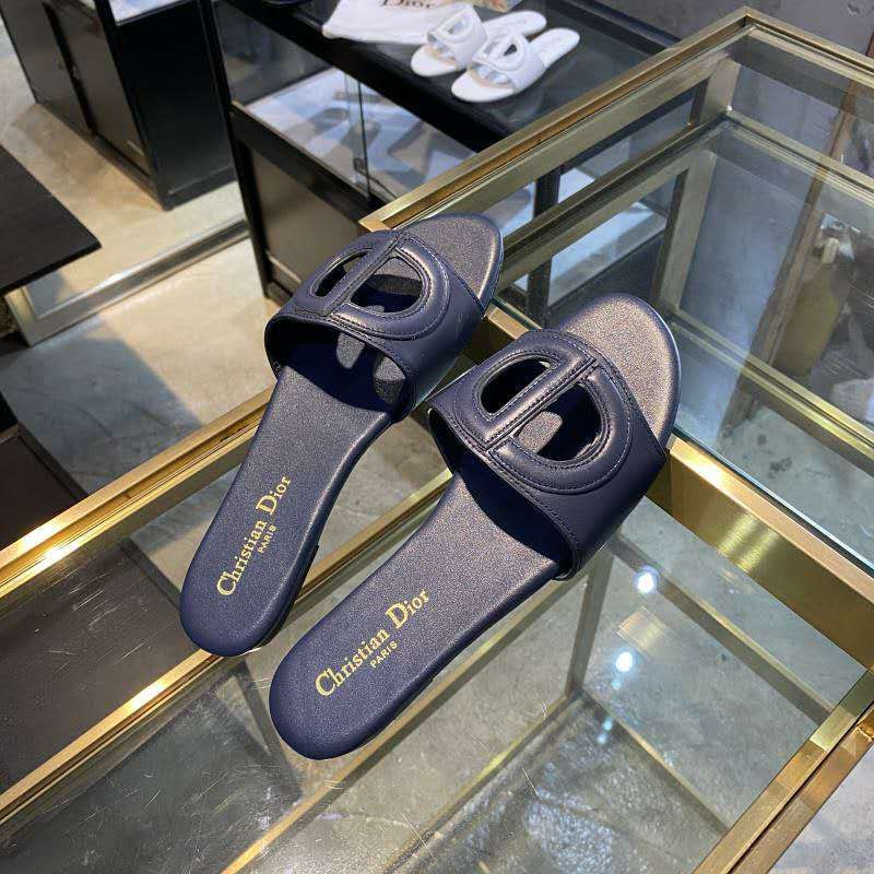 Hot Dior D-Club Slides Women Calfskin Blue