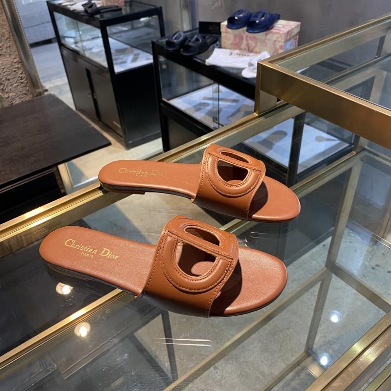 Hot Dior D-Club Slides Women Calfskin Brown