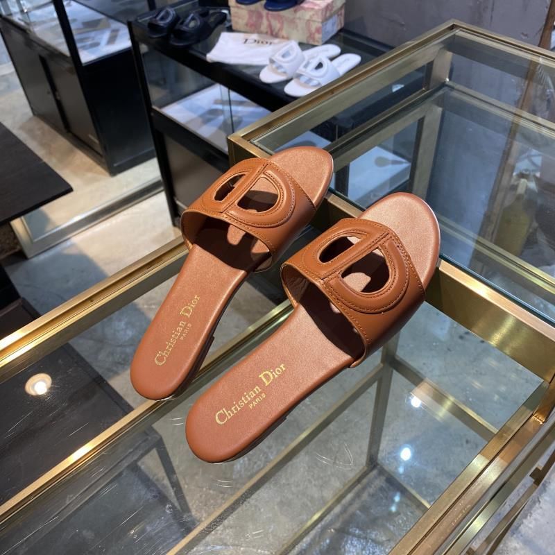 Hot Dior D-Club Slides Women Calfskin Brown