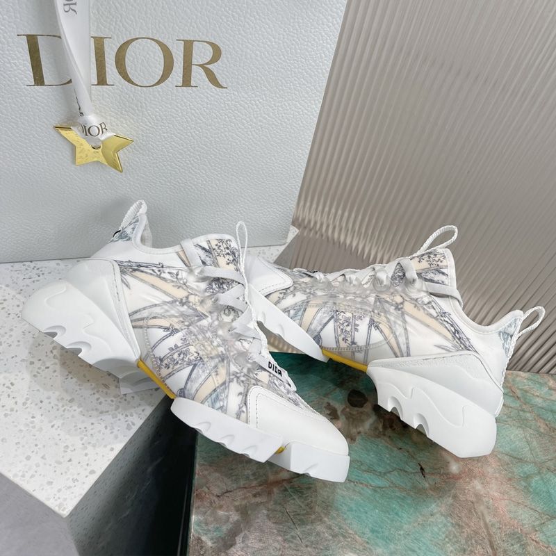 Dior D-Connect Sneakers Women Reve d'Infini Motif Technical Fabric White Beige Hot Sale