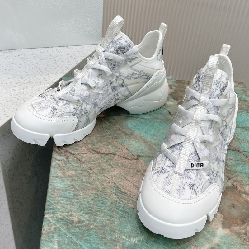 Dior D-Connect Sneakers Women Reve d'Infini Motif Technical Fabric White Blue