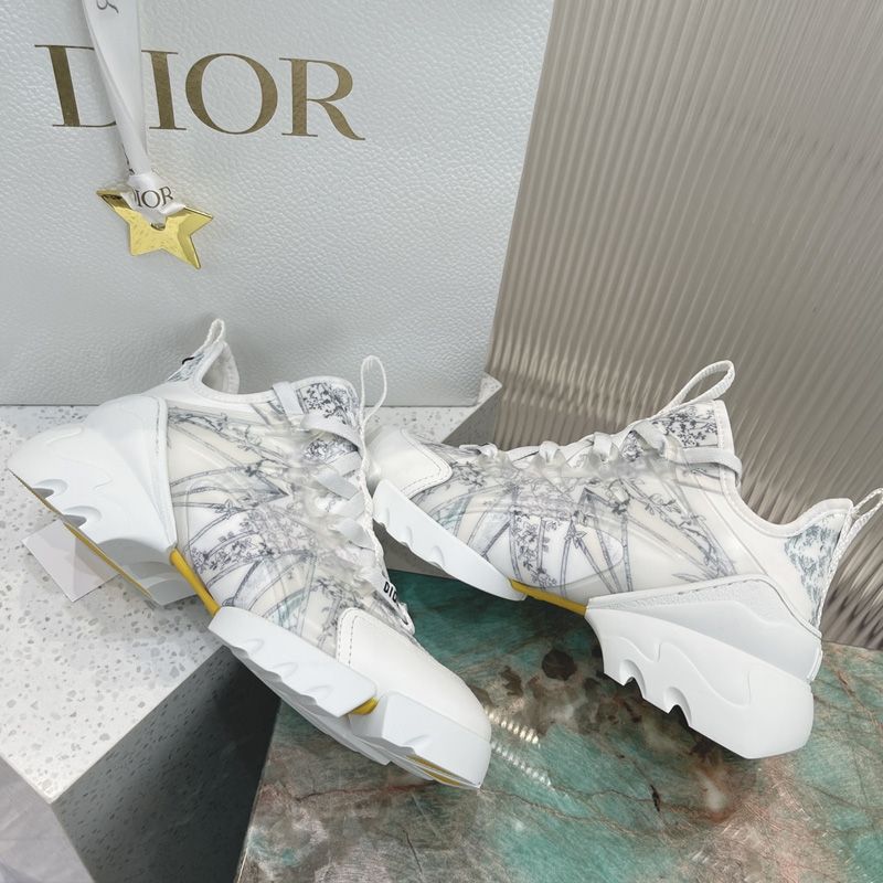 Dior D-Connect Sneakers Women Reve d'Infini Motif Technical Fabric White Blue