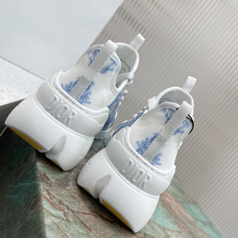 Dior D-Connect Sneakers Women Reve d'Infini Motif Technical Fabric White Bright Blue Hot Sale