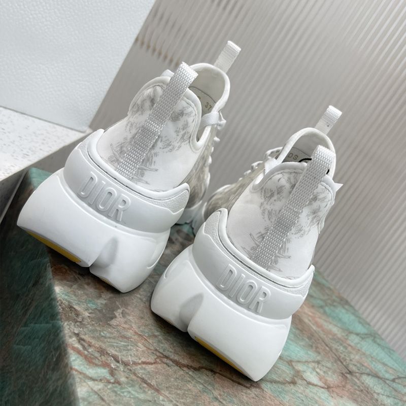 Dior D-Connect Sneakers Women Reve d'Infini Motif Technical Fabric White Grey Hot Sale