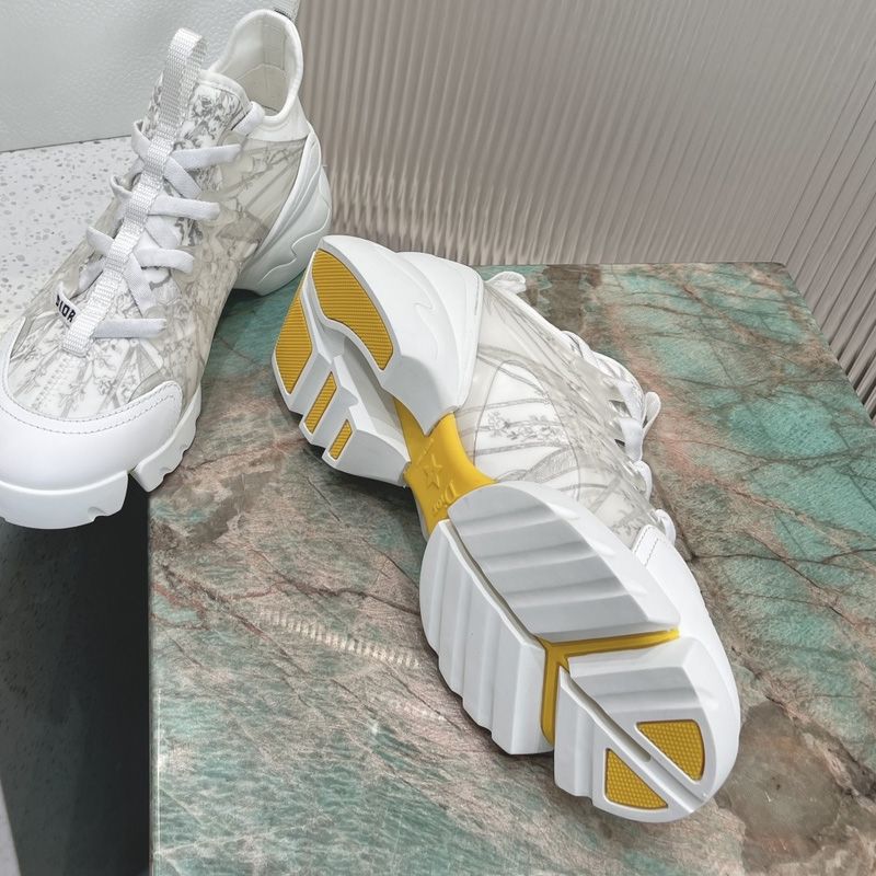 Dior D-Connect Sneakers Women Reve d'Infini Motif Technical Fabric White Grey Hot Sale