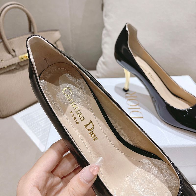 Dior D-Fame Pumps Women Patent Leather Black Hot Sale