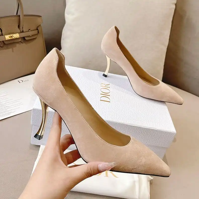 Hot Dior D-Fame Pumps Women Suede Apricot