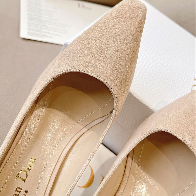 Hot Dior D-Fame Pumps Women Suede Apricot