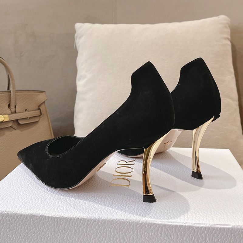 Hot Dior D-Fame Pumps Women Suede Black