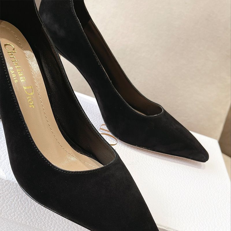 Hot Dior D-Fame Pumps Women Suede Black