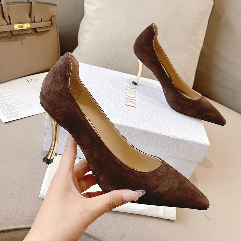 Dior D-Fame Pumps Women Suede Brown Hot Sale