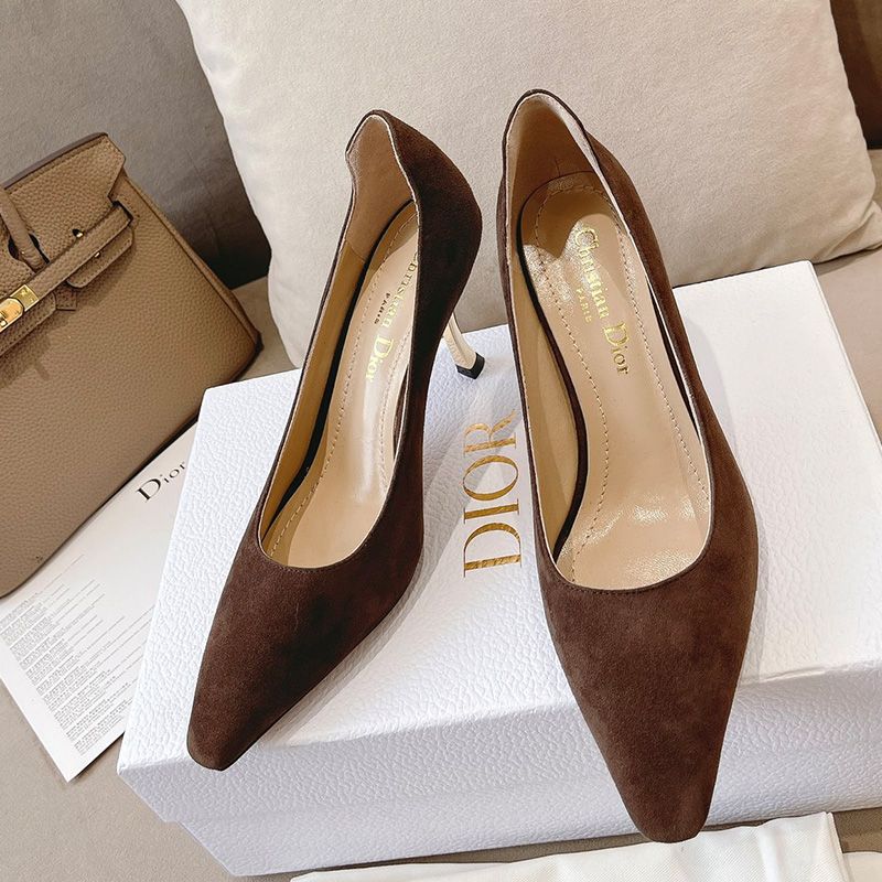 Dior D-Fame Pumps Women Suede Brown Hot Sale