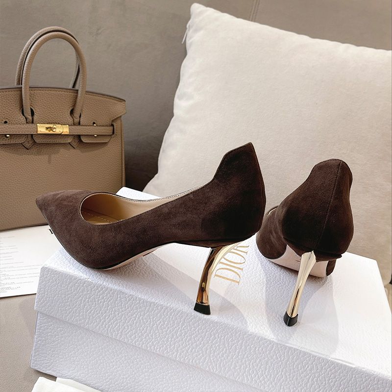 Dior D-Fame Pumps Women Suede Brown Hot Sale