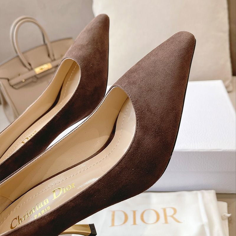 Dior D-Fame Pumps Women Suede Brown Hot Sale