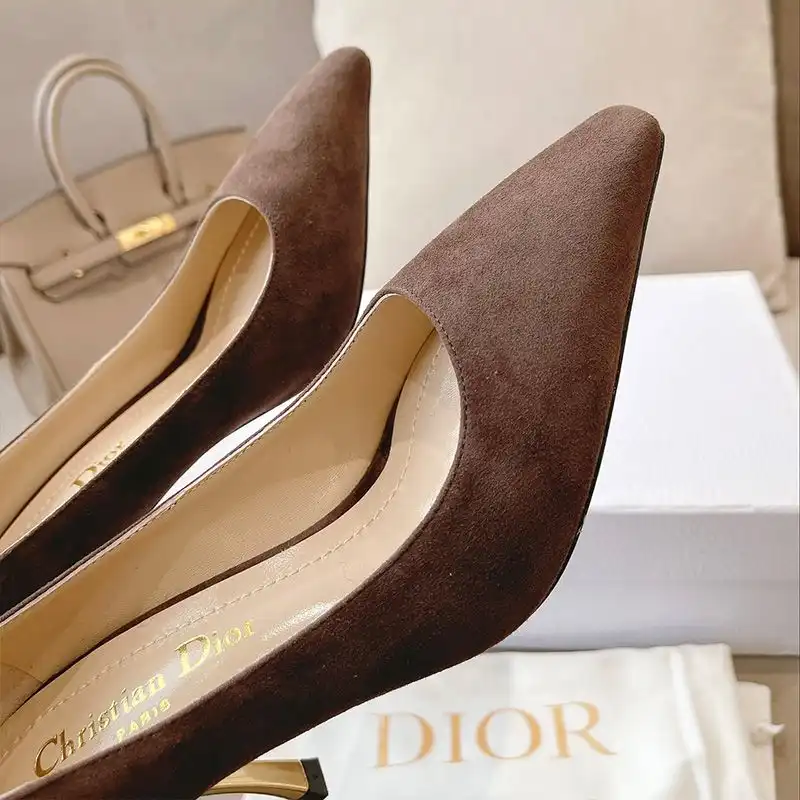 Cheap Hot Dior D-Fame Pumps Women Suede Brown