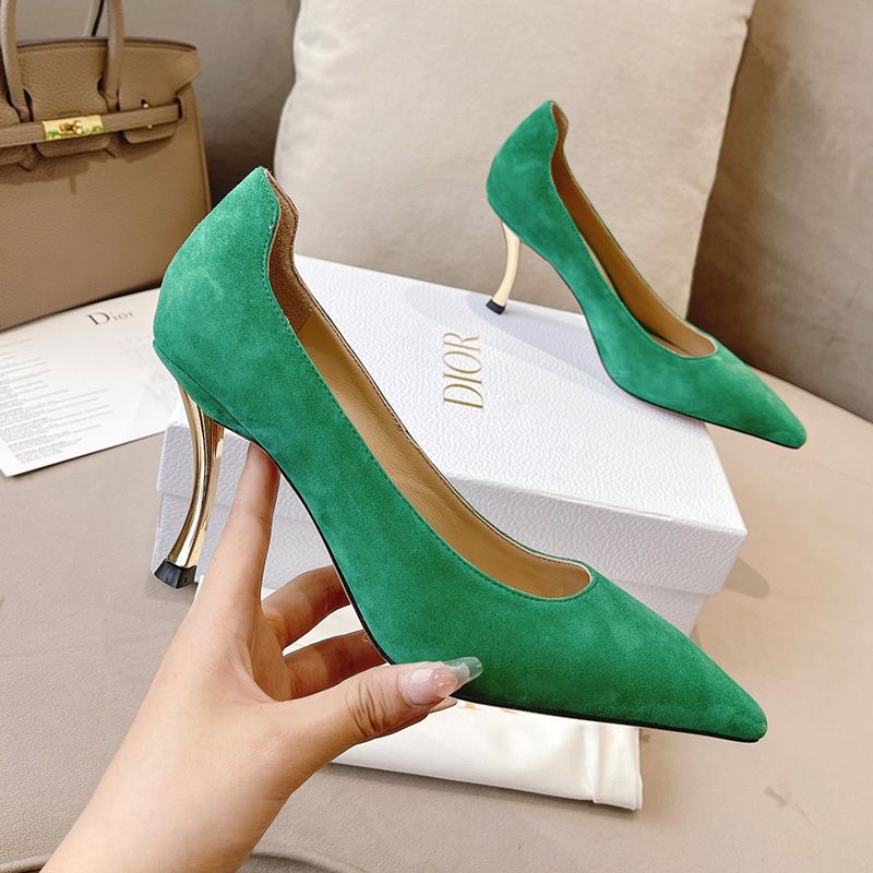 Hot Dior D-Fame Pumps Women Suede Green