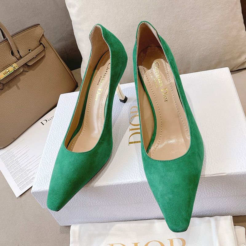 Hot Dior D-Fame Pumps Women Suede Green